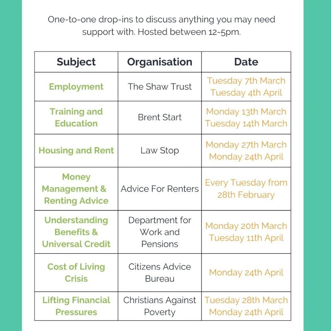 Need some money management support or renting advice? 💷 We'll be at 📍 Bridge Park Leisure Centre for drop-ins starting today at 12pm! Advice for Renters will be running these drop-ins every Tuesday.